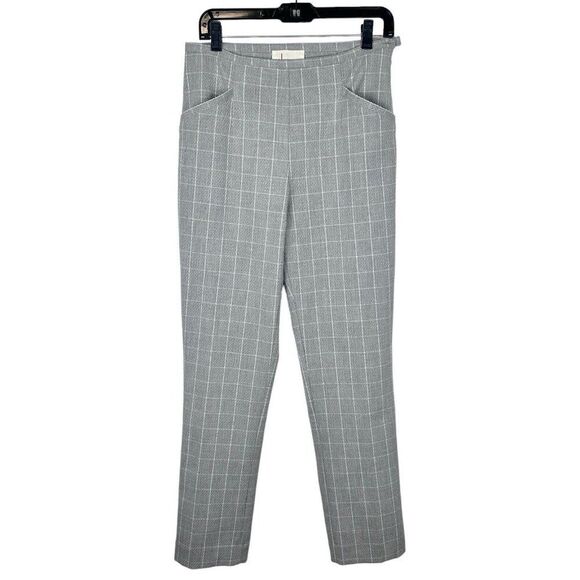 Anthropologie Skinny Trousers Grey Plaid Cropped Pants Women’s 6 TALL Pockets - Picture 5 of 13